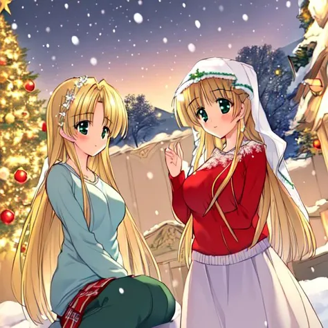 (best quality), ((masterpiece)), (highres), (an extremely delicate and beautiful), Christmas, christmas tree, snowing, snow, falling snow, Christmas tree, small breasts, winter jacket, t-shirt, jeans, <lora:asia_argento:1>, asia argento, blonde hair, (1girl:1.2),