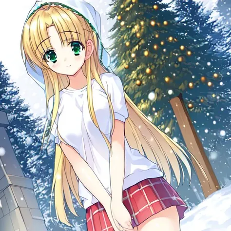 (best quality), ((masterpiece)), (highres), (an extremely delicate and beautiful), Christmas, christmas tree, snowing, snow, falling snow, Christmas tree, small breasts, winter jacket, t-shirt, jeans, <lora:asia_argento:1>, asia argento, blonde hair, (1girl:1.2),