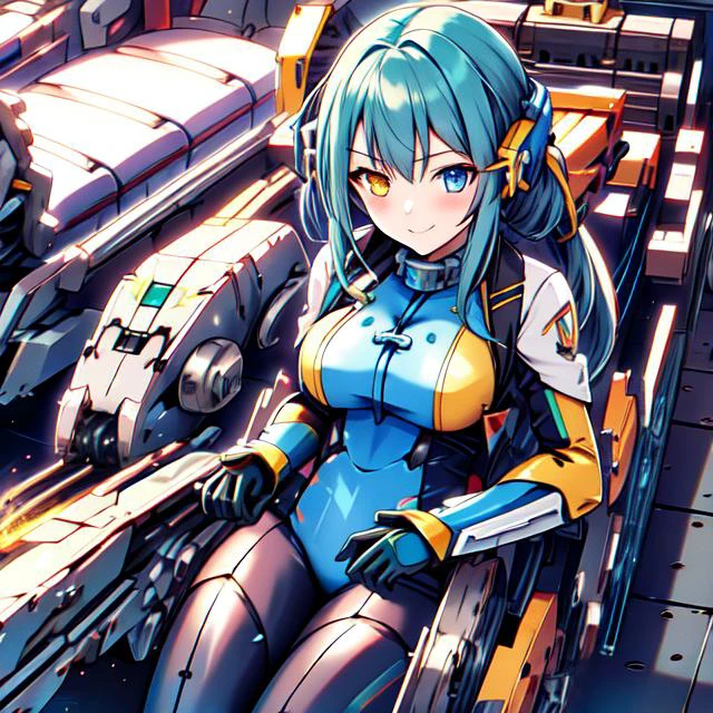 mechanical chair,sit,(close-up:0.4),(1girl),(outfit:1.5),latex suits, <lora:mechanical:1.0>, heterochromia, multicolored hair,
