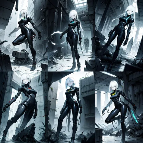 (otherworldly, otherworldly atmosphere, otherworldly appearance), highly insanely detailed, masterpiece, top quality, best quality, highres, 4k, 8k, RAW photo, ((ancient egyptian theme:1.2)), 
(mystical theme), mystical gatmosphere, arcane sanctuaries, otherwordly aura, 
(long_hair, long hair, random colors hair, glowing hair, hair over one eye, long messy hair), 
(eyelashes, eyeliner, eyeshadow, eyelashes, long eyelashes), 
collar, earrings, jewelry, necklace, armlet, 
tentacle, (underwater), nsfw, 
Homestay, Resort, Guest House, 
building, structure, still life, swirling energy, 
action pose, 
drunk, closed eyes, 
abandoned building, shopping mall, overgrown with vegetation, [volumetric fog], cinematic lighting, colorful, 
<lora:blame-derv5-nai-128dim-128a-rep-3kstep:0.8>, 
1girl, original, tsutomu nihei, 
blame, tsutomu nihei, COMICS, WOMAN, BODYSUIT, CYBERPUNK, WHITE HAIR, ROBOT JOINTS, FULL BODY, TALL FEMALE, TALL, EXPRESSIONLESS, GREYSCALE, CYBORG, SHORT HAIR, JOINTS, CABLE, WHITE EYES, BANGS, PALE SKIN, MECHANICAL ARMS, BLACK BODYSUIT, FACIAL MARK, STANDING, ARMOR, SOLO, ARMS AT SIDES, BREASTS, WIRE, SCIENCE FICTION, SINGLE MECHANICAL ARM, INDUSTRIAL PIPE, (fantasy world)