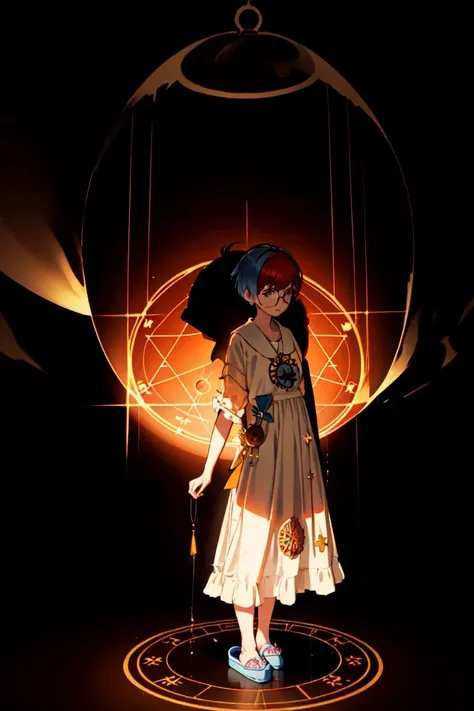 (solo:1.1), (Penny:1.2), shy, long dress, young adult, slippers,
highly detailed, UHD, cartoon art style, symmetric, atmospheric lighting, 
[transmutation circle], [summon], 
<lora:penny:1> 
<lyco:UnlimitedBladeWorksV0.3:0.4> 
<lora:SummonEffect_v1:0.35> 
<lora:TransmutationCircle:0.35>