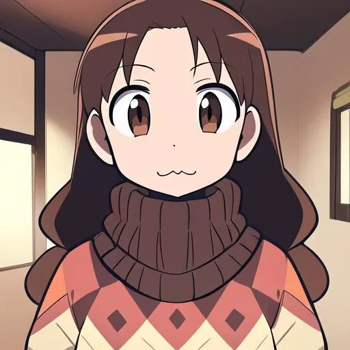 1girl, portrait, yukari tanizaki, brown hair, brown eyes, sweater, looking at viewer, (:3:1.0), indoors, <lora:YukariLoRA:0.8>