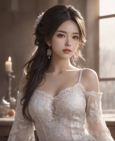 best quality, masterpiece, ultra detailed, cowboy shot, flowing, 3dmm, ink sketch,
color ink, ink rendering, octane render, pastels, rice paper,
1girl, beautiful detailed eyes, alternate hairstyle, ultra detailed hair, graceful, (charming), (delicate), pretty, cute, lace dress,
character in the center of the frame, rhythm, fantasy, looking at viewer, xxmix_girl,