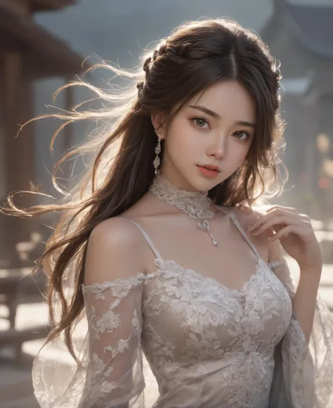 best quality, masterpiece, ultra detailed, cowboy shot, flowing, 3dmm, ink sketch,
color ink, ink rendering, octane render, pastels, rice paper,
1girl, beautiful detailed eyes, alternate hairstyle, ultra detailed hair, graceful, (charming), (delicate), pretty, cute, lace dress,
character in the center of the frame, rhythm, fantasy, looking at viewer, xxmix_girl,