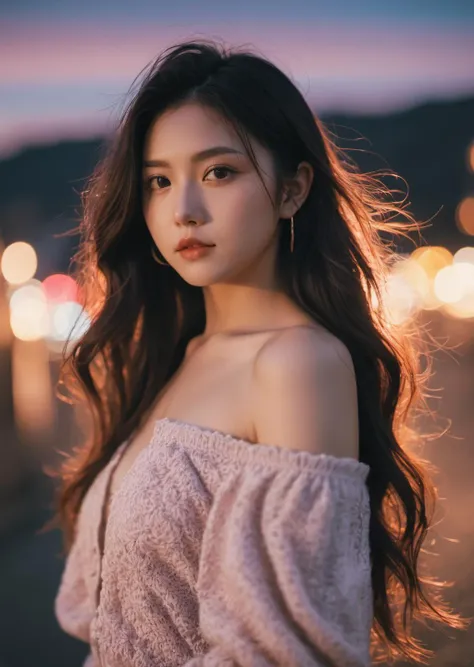 xxmix_girl
1 girl,  long hair
off shoulder 
happy
cleavage
sunset,  japan
detailed,
 (lofi, analog, gradient, lens flare )
by Brandon Woelfel