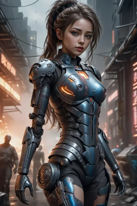 art by mooncryptowow,(8k, RAW photo, best quality, masterpiece:1.2),(realistic, photo-realistic:1.37),photon mapping, professional lighting, light rays, god rays, rim light,dynamic light,radiosity,1girl,solo,(((full body))),ponytail hair,metallic claws for hands, wearing supergirl uniform enforced with cyberpunk copper armour and laser gun in hand, physically-based rendering,dark theme,dark style,detailed background,war battle background,explosions,
<lora:Chinese doll idol åè¸ Round face:0.35> ,<lora:sdXL_PAseer-SDXL-TaoMengYanV1:0.5> ,<lora:Offset_Noise_Lora:0.8>, <lora:epi_noiseoffset2å¢å¼ºåå·®:0.6>,<lora:LowRA:0.5>, <lora:sdXL_wowifierXL:0.6>, <lora:sdxl_cyberpunk:0.8>
