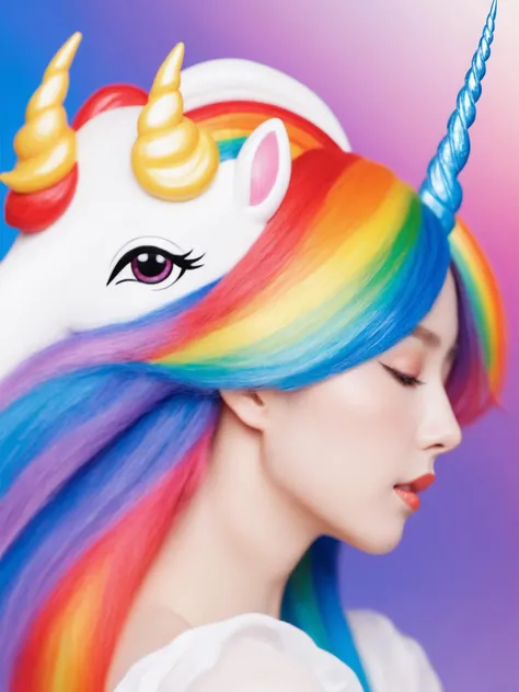 Half human half unicorn angel flying