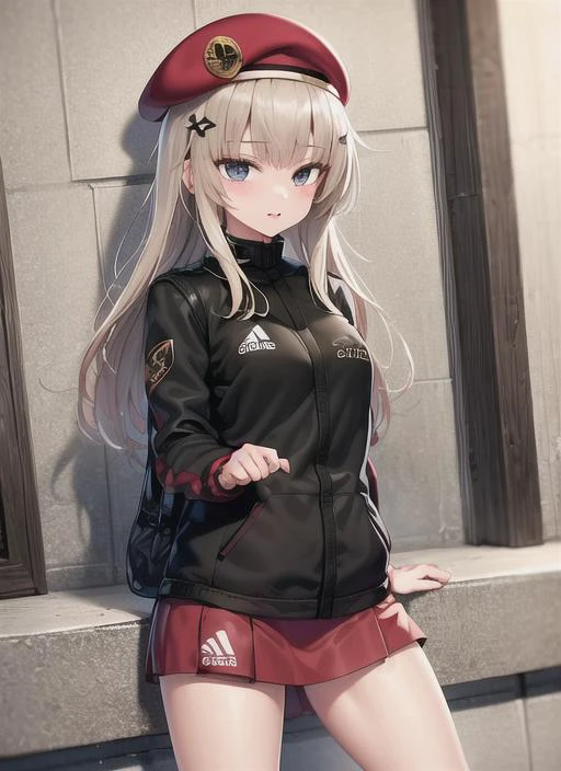 1girl,solo,beret,adidas,gopnik, legs apart,ruins background,cowboy shot,
 <lora:AK74M_GFL:0.7> <lora:XX-flatBG:-1> <lora:XX-sanDka2:0.5>