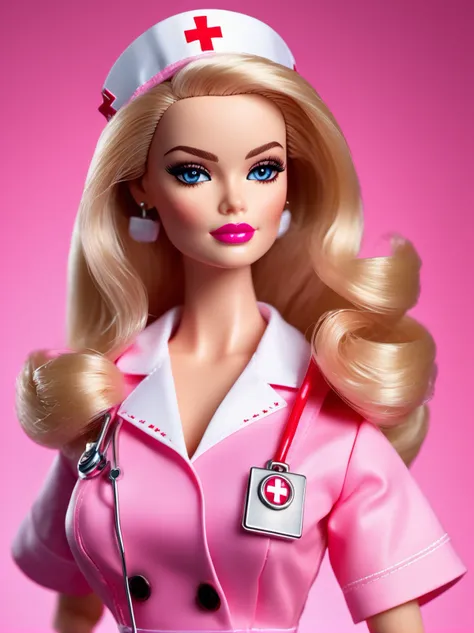 Ultra high resolution, high resolution, (masterpiece: 1.4), hyper-detail, 1girl, inboxDollPlaySetQuiron style, full body, no humans, doll, toy, barbie, in a gift box, character print, blonde hair, middle length hair, blight blue eyes, (((wearing a detailed pink theme nurse outfit and matching accessories:1.5))), pink sparkles, sprinkles, barbie pink color theme, beautiful female barbie, full lips, parted_lips, heavy make-up, smoky eyes, detailed eyes, pretty face,3DMM,inboxDollPlaySetQuiron style,(margot robbie),
<lyco:sdxl1_quiron_inboxDollPlaySet_v3_lycoris:0.97>
