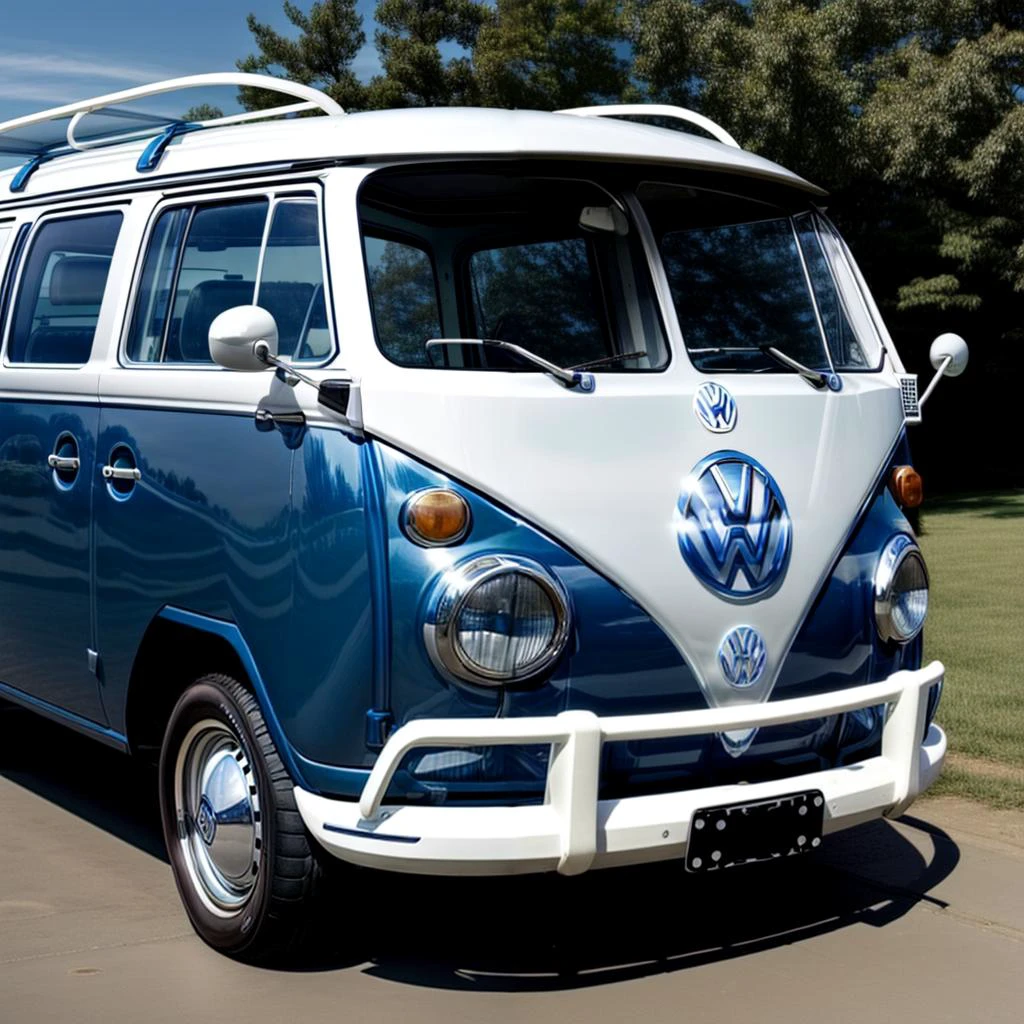 (full photo blue volkswagen minivan 1970), <lora:add_detail:1>
