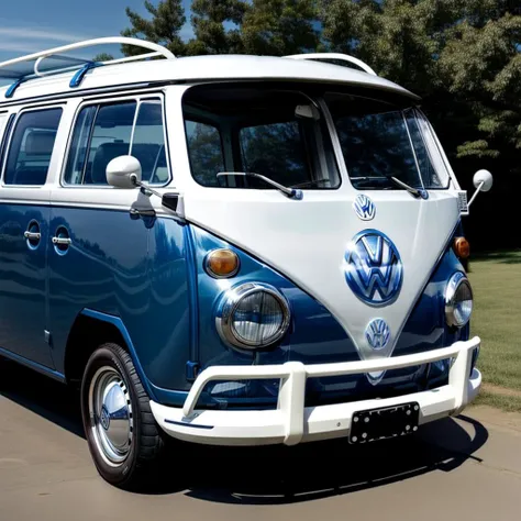 (full photo blue volkswagen minivan 1970), <lora:add_detail:1>