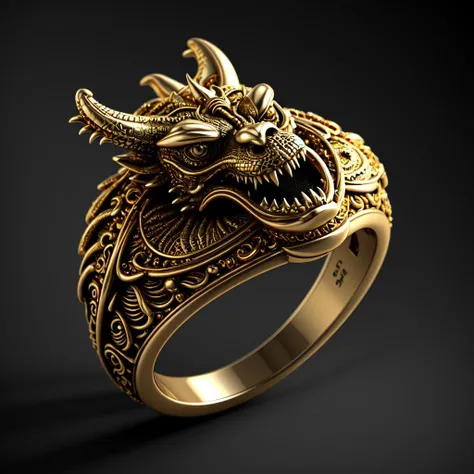 masterpiece, best quality, octane render, hdr,
no humans, simple background, black background, grey background, depth of field, gradient background,
(ring), gold, intricate detail, Dragon on ring, (Dragon body),
<lora:ElderRing:1>,