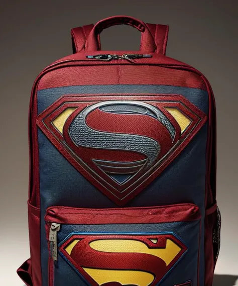 (object), advertisement, product shot, ((Marvel superhero)) stylist backpack), supermancaptain american design, straps, journey, travel, zips, pockets, finely detailed, purism, 100mm advertising photography, minimalism, studio lighting, 8k, (empty-background), (absurdres:1.22), hyperdetailed, rough, symmetrical,