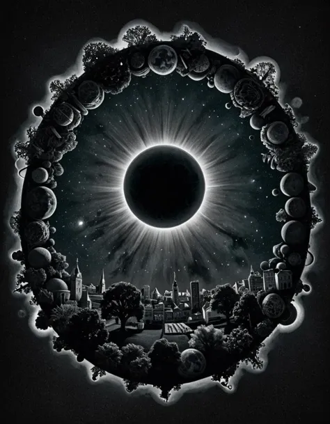 Drone photo, Monochromatic Gradient filter, silhouette, ink wash art, Harlem Renaissance, Lifeless Malta from inside of a Solar eclipse, wearing ral-sld with Planet Jupiter print, back-light, <lora:ral-sld:0.7> made out of ral-sld, inspired, beautiful detailed, exquisite color, creative, ambient, very coherent, fabulous colors, contemporary fine detail