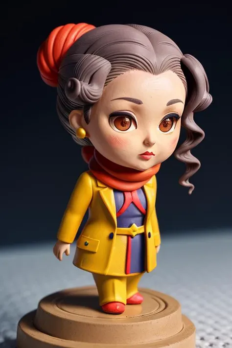 <lora:claystyle:0.5>, clay style, chibi, woman, Styling Victory Rolls with Scarf Hairdo, Wearing a Victory Suit, masterpiece, 8k, high resolution, shallow depth of field, sharp focus