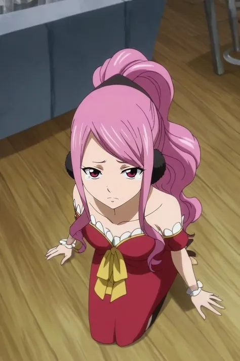 score_9, score_8_up, score_7_up, source_anime, rating_safe, intricate details, anime screencap, , official style, looking at viewer, , 1girl, solo, <lora:meredy_fairy_tail_pony:0.9>, meredy_fairy_tail, pink hair, pink eyes, long hair, ponytail, from above, restaurant, day, knees together feet apart, tearing up, , <lora:sdxl_lightning_8step_lora:1>