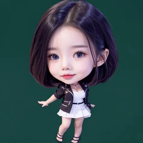 ((((ultra illustrated style:1.0)))),best quality,best animated,masterpiece,ray tracing, global illumination,chibi,1girl, solo, standing, looking at viewer,full body,white background, simple background, A Korean girl,<lora:chibi:1> <lora:A Korean girl-000005:0.7>