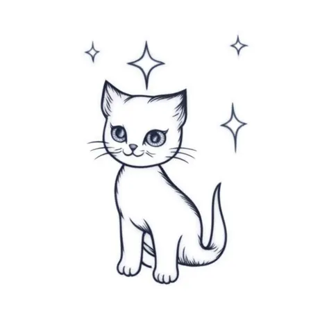A cute sparkle kitten tattoo <lora:SDXL-tattoo-Lora:1>