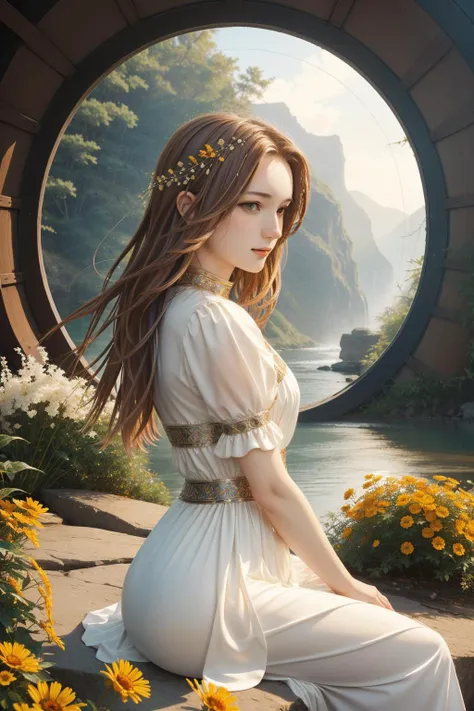 ZM_aoife, detailed black ink art, pleasant Raw digital photo of an insane details, 1900'S Smart ("The symphony of seasons, nature's ever-changing melody, reminding us of life's cyclical rhythms.":1.3) , Varied Kuang Si Falls in background, Scottish hillside with Marigold, Hurricane, soft focus, (sculpture art designed by Ippolito Caffi:1.3) , (Mab Graves:1.0) , Magic Realism, Evil, Modern Art, spotlit, double exposure, Nikon Z9, Depth of field 270mm, Cinestill, Luminism, taiji, highly detailed, Concept Art World