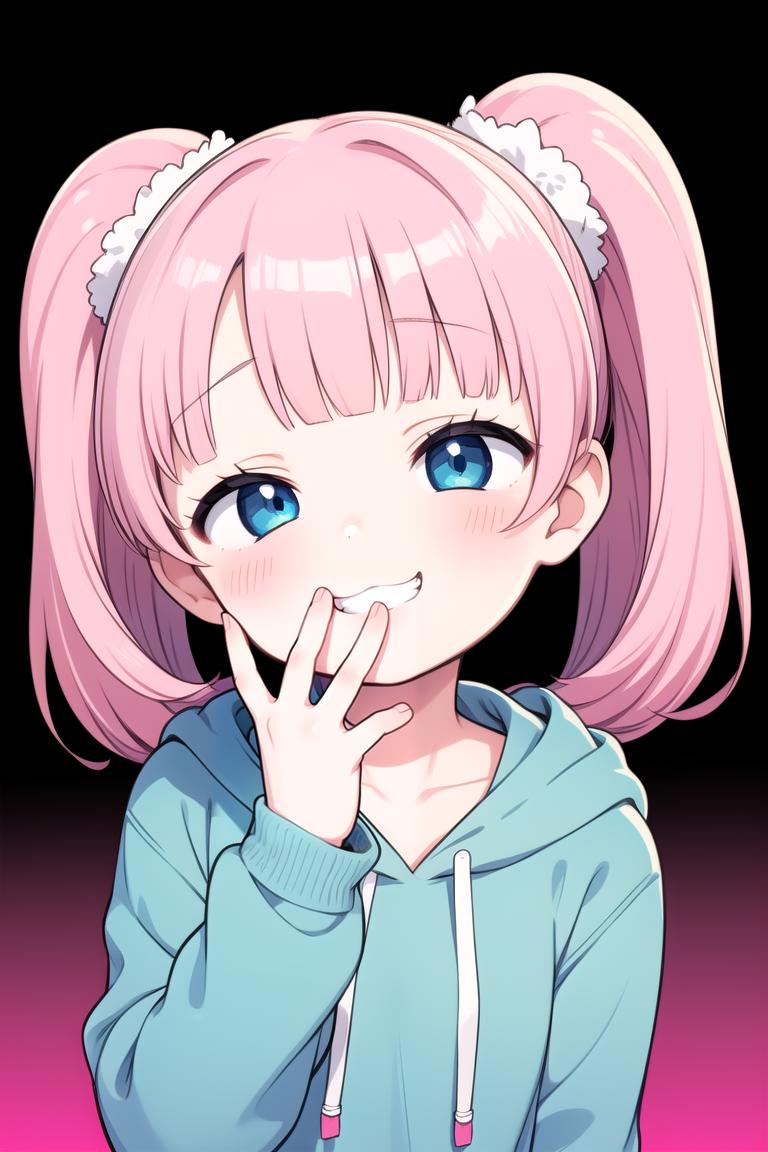 A close up of a person with a pink hair and blue eyes - SeaArt AI