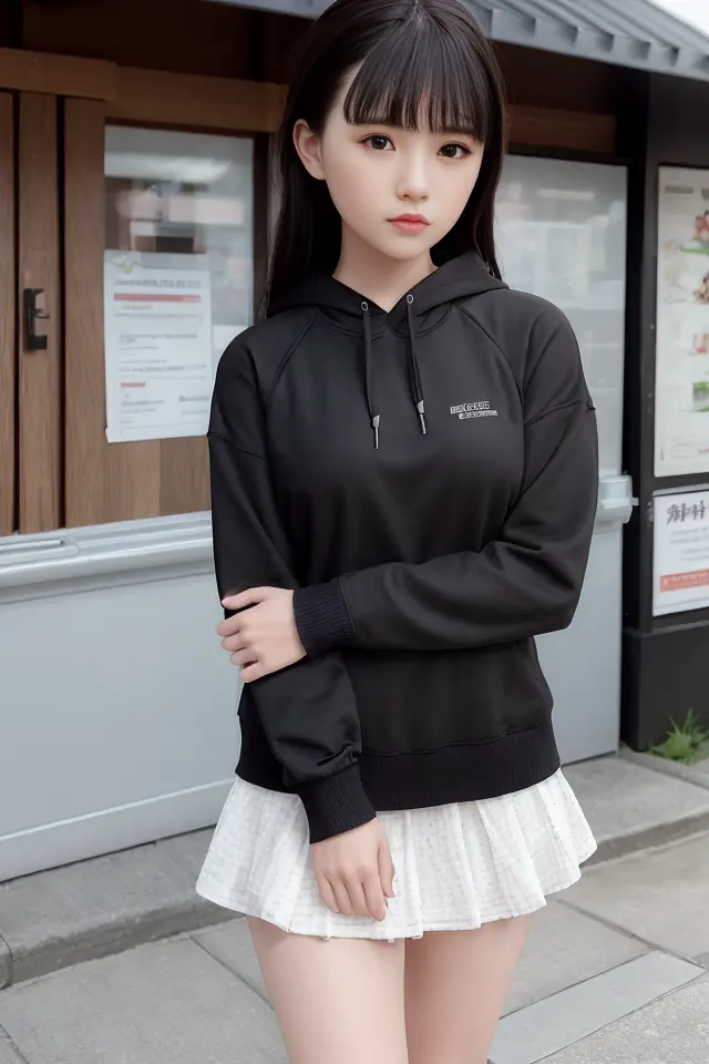 (skin blemish:1.2), (skindentation), black eye, 1woman, 25yo, (((woman))), solo, realistic, best quality, photorealistic, masterpiece, 8k, high res, solo, extremely detailed face, (professional lighting, bokeh), (light particles, lens flare, glowing particles:0.6), (dynamic pose:1.2), soft lighting, top angle view, fashionable and trendy atmosphere, japan, (street:1), tokyo, (city), ((daytime)), sky, ((looking at the viewer:1)), (looking at the camera),(portrait:0.6), cowboy shot, gorgeous, walking, keep original facial proportion, wide shoulder, full body, (medium breast), (long hair), brown hair, floating hair, lips, lipstick, seductive smile, floating hair, smile, open_mouth, teeth, eye_ring, hood, (hoodie:1), sweater, jacket, plaid, plaid_skirt,, eyelashes, mole, (mole under eye:1), <lora:NaganoS:0.75>
