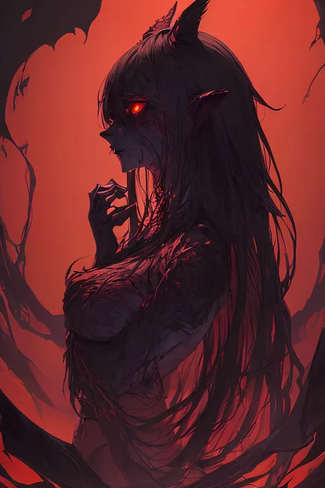 masterpiece, best quality, high quality,(a dark shapeless creature with a dark red glow and red eyes and surrounded by darkness:1.2), (in profile), (darkness:1.2), abstraction, abyssopelagic, award winning photography, Depth of Field, HDR, extremely detailed, trending on artstation, trending on CGsociety, Intricate, High Detail