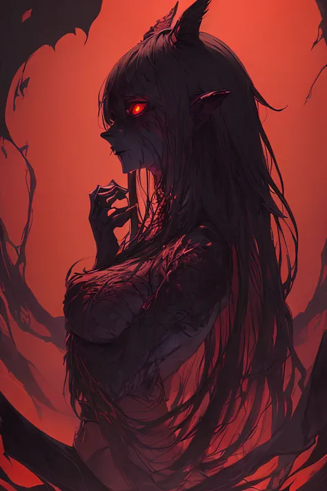 masterpiece, best quality, high quality,(a dark shapeless creature with a dark red glow and red eyes and surrounded by darkness:1.2), (in profile), (darkness:1.2), abstraction, abyssopelagic, award winning photography, Depth of Field, HDR, extremely detailed, trending on artstation, trending on CGsociety, Intricate, High Detail