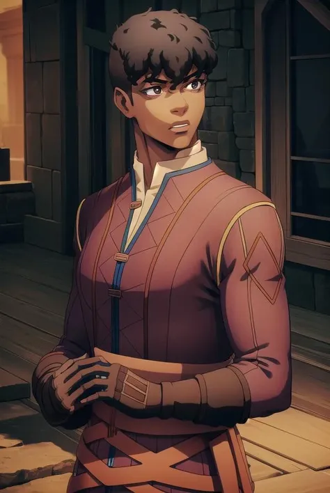 zamfir, <lora:zamfir-lora-nochekaiser:1>,
zamfir, black hair, dark skin, dark-skinned male, short hair, (brown eyes:1.3), scar, (scar on face:1.5),
BREAK gloves, boots, belt, fingerless gloves, brown gloves,
BREAK looking at viewer,
BREAK indoors,
BREAK <lyco:GoodHands-beta2:1>, (masterpiece:1.2), best quality, high resolution, unity 8k wallpaper, (illustration:0.8), (beautiful detailed eyes:1.6), extremely detailed face, perfect lighting, extremely detailed CG, (perfect hands, perfect anatomy),