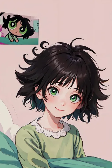 <lora:Buttercup:1.1> Buttercup, messy hair,pink background,pajamas,under covers,meme,
(best quality, masterpiece, RAW photo,ultra-detailed:1.2), <lyco:GoodHands-beta2:1.0>,1girl,solo,looking at viewer,smile