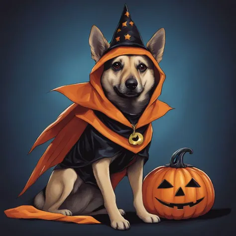comic masterpiece,absurdres,abbyloujenkins dog dressed up in a halloween costume,<lora:abbylouxl-000001:1>,<lora:offset_0.2:1>, . graphic illustration, comic art, graphic novel art, vibrant, highly detailed