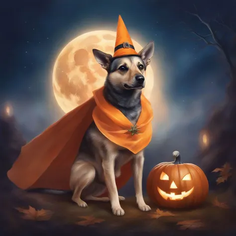 ethereal fantasy concept art of masterpiece,absurdres,abbyloujenkins dog dressed up in a halloween costume,<lora:abbylouxl-000005:1>,<lora:offset_0.2:1>,, magnificent, celestial, ethereal, painterly, epic, majestic, magical, fantasy art, cover art, dreamy