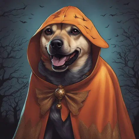 comic masterpiece,absurdres,abbyloujenkins dog dressed up in a halloween costume,<lora:abbylouxl-000001:1>,<lora:offset_0.2:1>, . graphic illustration, comic art, graphic novel art, vibrant, highly detailed