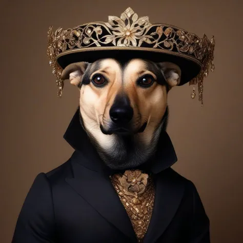 masterpiece,absurdres,abbyloujenkins dog wearing a fancy hat,<lora:abbylouxl-000001:1>,