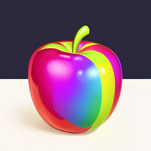 An apple,Rainbow color,Cartoon,game Icon Institute, game icon,masterpiece,best quality,ultra-detailed,masterpieces, <lora:cartoon2:0.7>