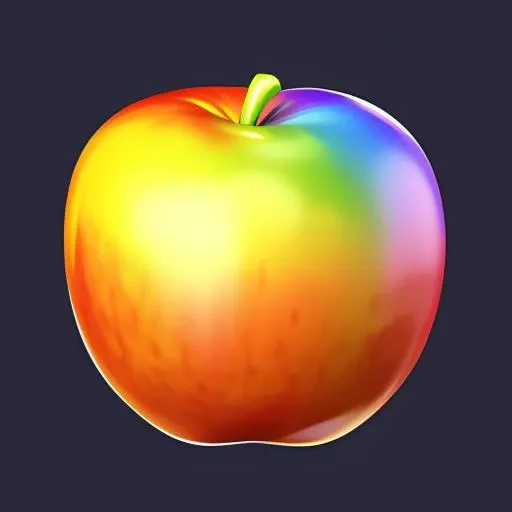 An apple,Rainbow color,Cartoon,game Icon Institute, game icon,masterpiece,best quality,ultra-detailed,masterpieces,  <lora:cartoon2:0.7>