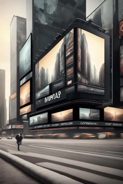 billboard in a  city, big screens