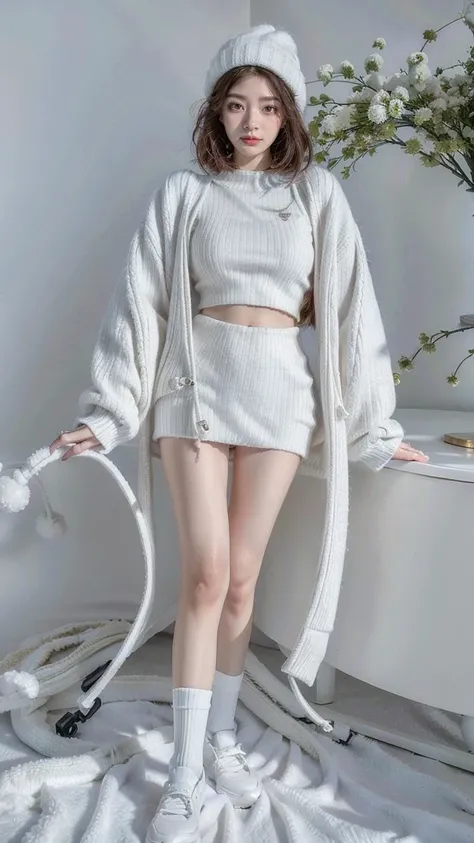 (NFSW:1.3), nude, naked, masterpiece, 8K,(ultra-detailed),(highly detailed CG illustratilon),(1girl:1.3), best quality,(finely detailed beautiful eyes and detailed face),High quality texture, detailed texture, High quality shadow, Depth of field, full body,
thin body, blush, big eyes, (short hair:1.1), sleeves_past_wrists, table, green_skirt, Winter Fairy, outfits, dark academia, ribbed_legwear, long_sleeves, jacket, white_shirt, shoes, midriff, white_footwear, white_socks, bobble hat,
snow, solo, tree, winter,outdoor ,street,
<lora:CS:0.43><lora:add_detail:0.5><lora:Winter:0.6>