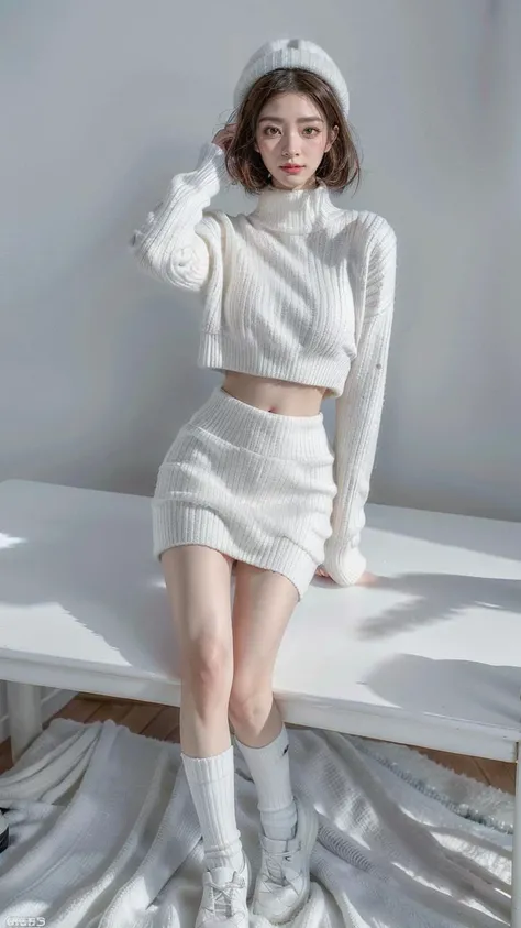 (NFSW:1.3), nude, naked, masterpiece, 8K,(ultra-detailed),(highly detailed CG illustratilon),(1girl:1.3), best quality,(finely detailed beautiful eyes and detailed face),High quality texture, detailed texture, High quality shadow, Depth of field, full body,
thin body, blush, big eyes, (short hair:1.1), sleeves_past_wrists, table, green_skirt, Winter Fairy, outfits, dark academia, ribbed_legwear, long_sleeves, jacket, white_shirt, shoes, midriff, white_footwear, white_socks, bobble hat,
snow, solo, tree, winter,outdoor ,street,
<lora:CS:0.43><lora:add_detail:0.5><lora:Winter:0.6>