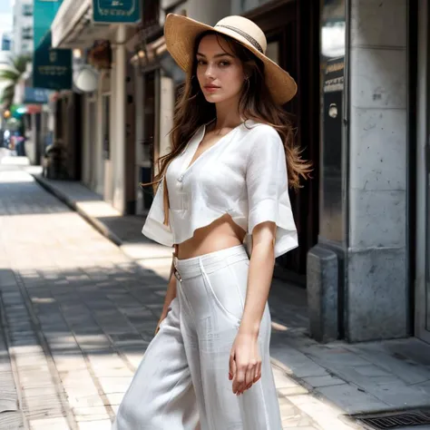 (Miami Art Deco District, SFW, lightweight linen blouse, wide-leg trousers, sunhat, sandals, walking along the colorful streets, late afternoon:1.35) Instagram_Influencer_106_By_Stable_Yogi
Faceshot_By_stable_yogi
Styler_Embedding_By_Stable_Yogi
<lora:Detail Blaster By Stable Yogi:0.5>
(center_parted_long_wavy_hair)