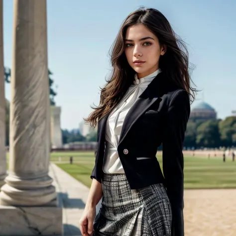 (Washington D.C. National Mall, SFW, tailored blazer, high-neck blouse, A-line skirt, flat shoes, exploring the monuments, late morning:1.35) Instagram_Influencer_106_By_Stable_Yogi
Faceshot_By_stable_yogi
Styler_Embedding_By_Stable_Yogi
<lora:Detail Blaster By Stable Yogi:0.5>
(center_parted_long_wavy_hair)