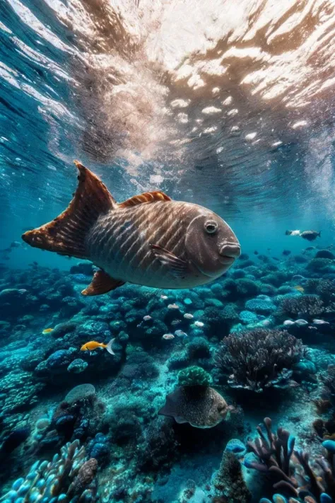 <lora:Underwater world_20231215022319:0.75>, photo_unp, realistic photo of an Underwater world, <lora:Fish_shaped_waffle_v1:0.5> taiyaki (waffle:0.4) under the sea, swimming, no humans, (masterpiece:1.0), (best quality:1.0), beautiful, (intricate details), unity 8k wallpaper, ultra detailed, sunlight