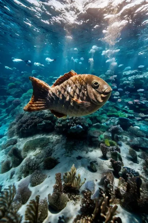 <lora:Underwater world_20231215022319:0.75>, photo_unp, realistic photo of an Underwater world, <lora:Fish_shaped_waffle_v1:0.5> taiyaki (waffle:0.5) under the sea, no humans, (masterpiece:1.0), (best quality:1.0), beautiful, (intricate details), unity 8k wallpaper, ultra detailed, sunlight