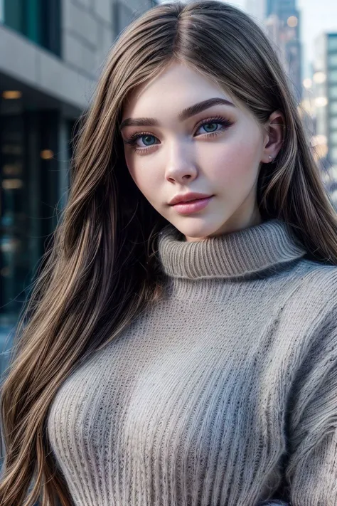 headshot of S308_CourtneyKnox,a gorgeous woman,on a (balcony:1.1),wearing a (turtleneck-sweater:1.1),(pigtails),(cityscape),(4k, RAW photo, best quality, depth of field, ultra high res:1.1),(absurdres, intricate, photorealistic, masterpiece, ultra-detailed:1.1),
