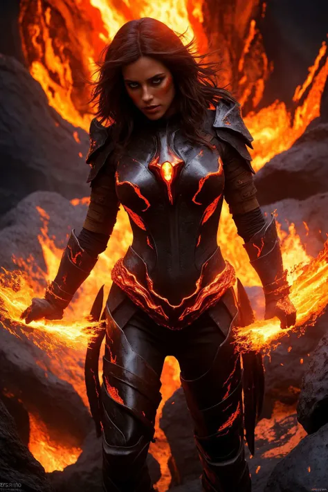 solo, (full body:0.6), detailed background, detailed face, (sinister (DarkFantasy:0.8) theme:1.1) (glowing fiery eyes:1.05), (mouth open:0.65), elemental fiery champion, [heavy armor:molten rock:2], covered in molten rock, ruby gemstone, flowing magma, heat, dynamic pose, floating particles, embers, obsidian in background, <lora:FirevfxCreateMore_v2:0.3>, (style-swirlmagic:0.8), cinematic cataclysmic atmoshpere, detailed face, detailed eyes,
masterpiece, best quality, high resolution, 8k, sharp focus, cinematography, muted colors, professional, depth of field, photorealistic, magnificent, maximum details, (RAW photo, dslr, hdr, highest quality), (brightness), smooth, roughness, hyper realistic