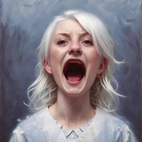 realistic (Mugshot:1.2) of a (polumna:1.1), (screaming:1.5), (white hair color:1.05), (hairstyle:1.2), (wunter:1.3), (abs:1.5), (snowstorm:1.), by Jeremy Lipking, by William Bouguereau, (by Alphonse Mucha:0.5), sabudenego, jeremy lipking, masterpiece