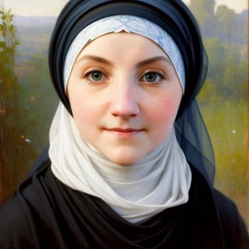 realistic photo of a (polumna:1.1), (granny:1.1), (hijab:1.3),by Jeremy Lipking, by William Bouguereau, (by Alphonse Mucha:0.5), sabudenego, masterpiece