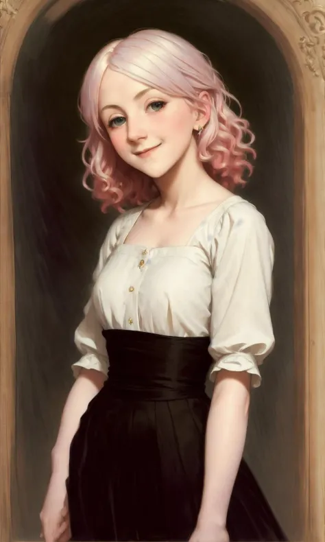realistic photo of a polumna, (blush:0.3), (small breasts), (hair color:1.05), (hairstyle:1.2), (smiling:1.2), by Jeremy Lipking, by William Bouguereau, (by Alphonse Mucha:0.5), sabudenego, masterpiece