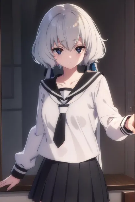 junkokonno, <lora:junko konno s2-lora-nochekaiser:1>,
junko konno, low twintails, (black eyes:1.5), twintails, white hair,
BREAK sailor dress, serafuku, skirt, school uniform, white necktie, necktie, long sleeves,
BREAK looking at viewer, full body,
BREAK indoors, classroom,
BREAK <lyco:GoodHands-beta2:1>, (masterpiece:1.2), best quality, high resolution, unity 8k wallpaper, (illustration:0.8), (beautiful detailed eyes:1.6), extremely detailed face, perfect lighting, extremely detailed CG, (perfect hands, perfect anatomy),