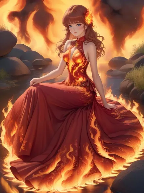 anime artwork beautiful woman wearing a (phoenix dress) Laying down in Marsh, <lora:xl_phoenix_dress-1.0:0.8>, fire, flames
8k, masterpiece, highly detailed, solo,
hopeful,
Side Bangs,
Caramel hair, . anime style, key visual, vibrant, studio anime, highly detailed