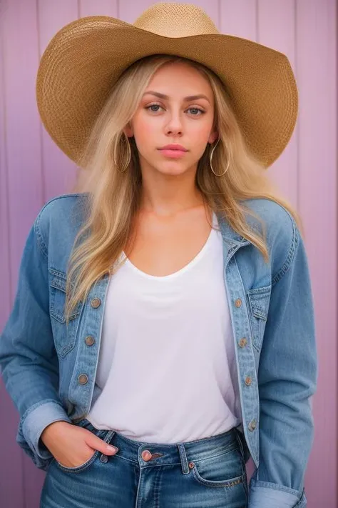 DEN_jennifer_mackay,
country beauty posing against a wooden fence with a plaid shirt and jeans and a cowboy hat, cow girl, country girl, cow girl,
bokeh, f1.4, 40mm, photorealistic, raw, 8k, textured skin, skin pores, intricate details <lora:epi_noiseoffset2:1>, epiCRealism <lora:ClothingAdjuster3:-1.3>